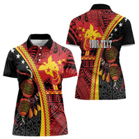 Papua New Guinea Independence Personalised Women Polo Shirt PNG Bagi and Lime Pot LT7 - Polynesian Pride