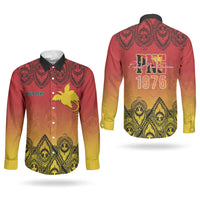 Papua New Guinea 1975 To The Future Personalised Couples Matching Long Sleeve Bodycon Dress and Long Sleeve Button Shirt Sepik Masks LT7 - Polynesian Pride