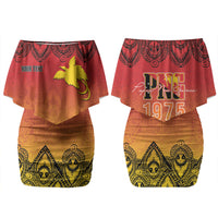 Papua New Guinea 1975 To The Future Personalised Couples Matching Off Shoulder Short Dress and Hawaiian Shirt Sepik Masks LT7 - Polynesian Pride