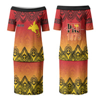 Papua New Guinea 1975 To The Future Personalised Family Matching Puletasi and Hawaiian Shirt Sepik Masks LT7 Mom's Dress Red - Polynesian Pride