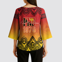 Papua New Guinea 1975 To The Future Personalised Kimono Sleeve Blouse Sepik Masks LT7 - Polynesian Pride