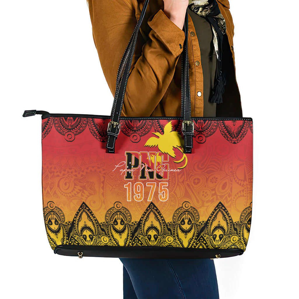 Papua New Guinea 1975 To The Future Leather Tote Bag Sepik Masks LT7 - Polynesian Pride
