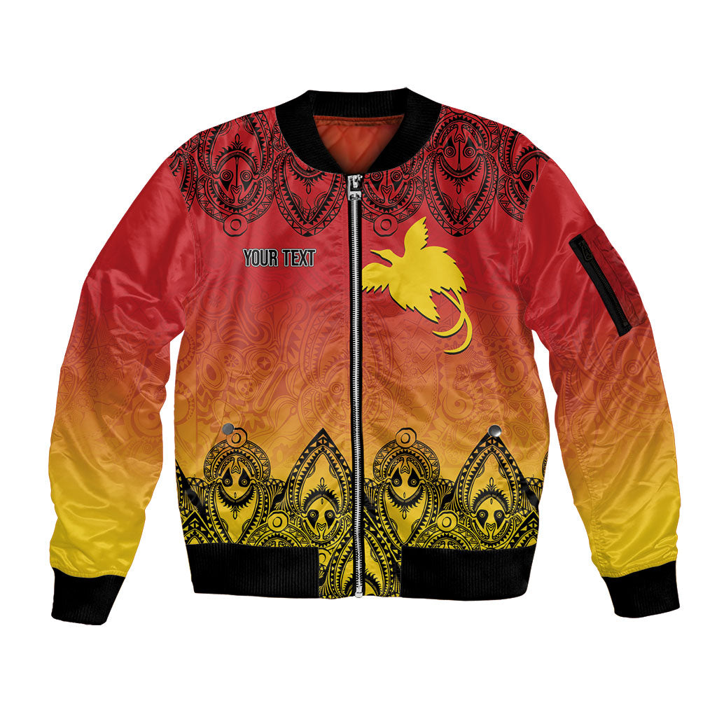 Papua New Guinea 1975 To The Future Personalised Sleeve Zip Bomber Jacket Sepik Masks LT7 Unisex Red - Polynesian Pride