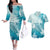 Polynesia Turtle Couples Matching Off The Shoulder Long Sleeve Dress and Hawaiian Shirt Watercolor Abstract Style