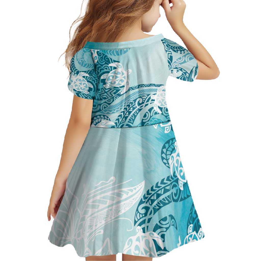 Polynesia Turtle Family Matching Off Shoulder Maxi Dress and Hawaiian Shirt Watercolor Abstract Style LT7 - Polynesian Pride