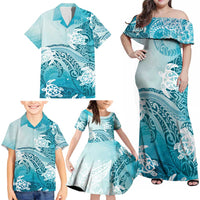 Polynesia Turtle Family Matching Off Shoulder Maxi Dress and Hawaiian Shirt Watercolor Abstract Style LT7 - Polynesian Pride