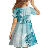 Polynesia Turtle Family Matching Short Sleeve Bodycon Dress and Hawaiian Shirt Watercolor Abstract Style