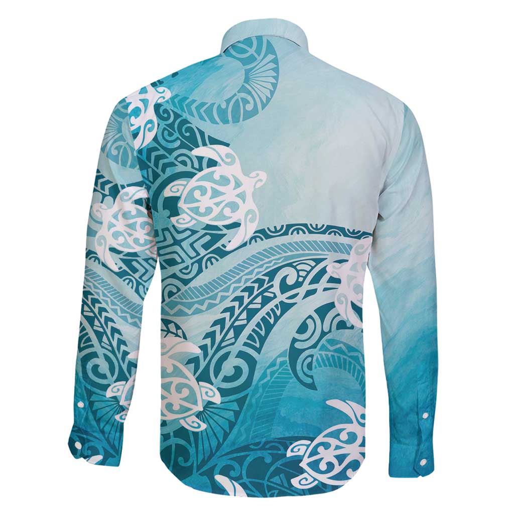 Polynesia Turtle Family Matching Summer Maxi Dress and Hawaiian Shirt Watercolor Abstract Style LT7 - Polynesian Pride