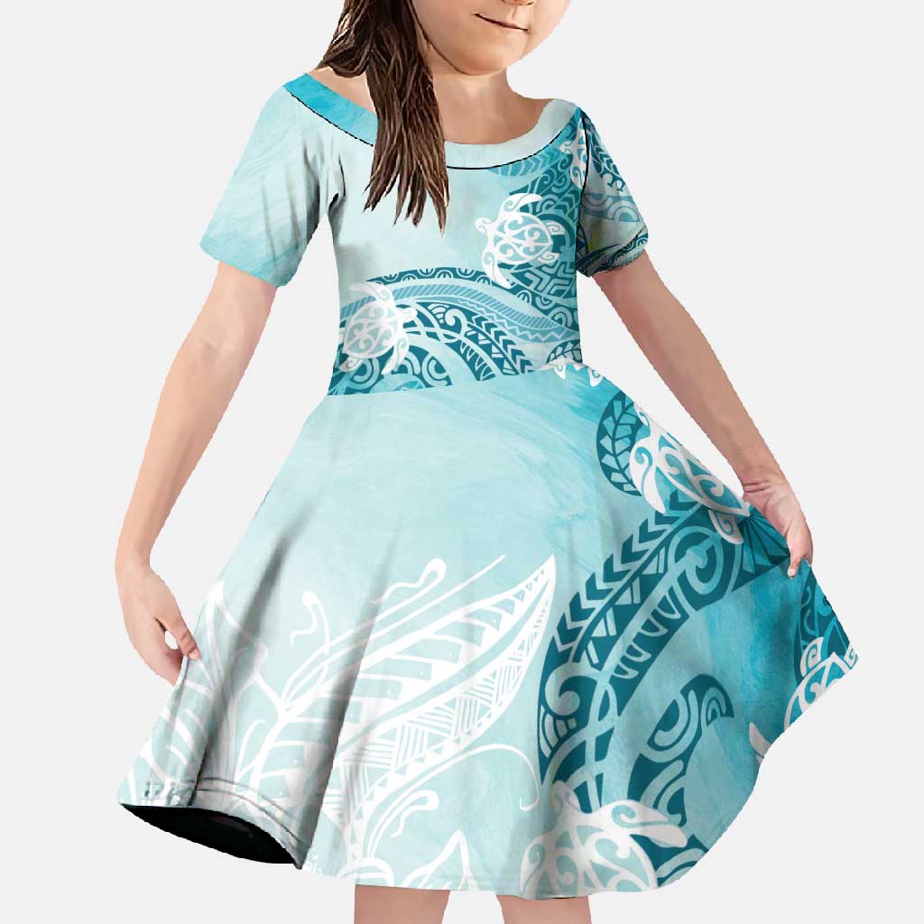 Polynesia Turtle Family Matching Tank Maxi Dress and Hawaiian Shirt Watercolor Abstract Style