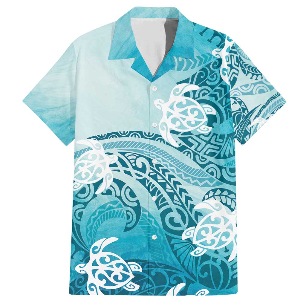 Polynesia Turtle Family Matching Tank Maxi Dress and Hawaiian Shirt Watercolor Abstract Style