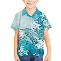 Polynesia Turtle Family Matching Tank Maxi Dress and Hawaiian Shirt Watercolor Abstract Style