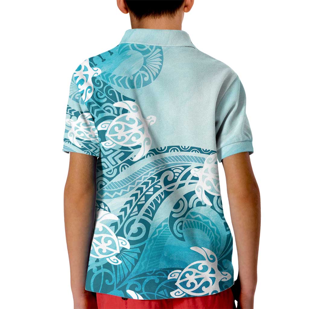 Polynesia Turtle Kid Polo Shirt Watercolor Abstract Style