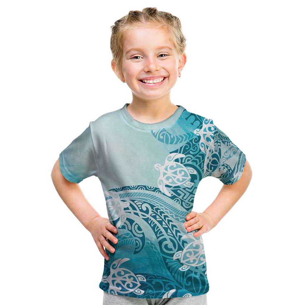 Polynesia Turtle Kid T Shirt Watercolor Abstract Style
