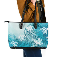 Polynesia Turtle Leather Tote Bag Watercolor Abstract Style LT7 - Polynesian Pride