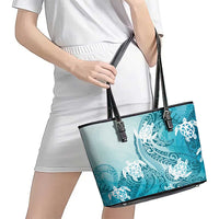 Polynesia Turtle Leather Tote Bag Watercolor Abstract Style LT7 - Polynesian Pride