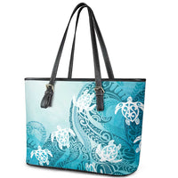 Polynesia Turtle Leather Tote Bag Watercolor Abstract Style LT7 - Polynesian Pride