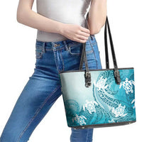 Polynesia Turtle Leather Tote Bag Watercolor Abstract Style LT7 - Polynesian Pride