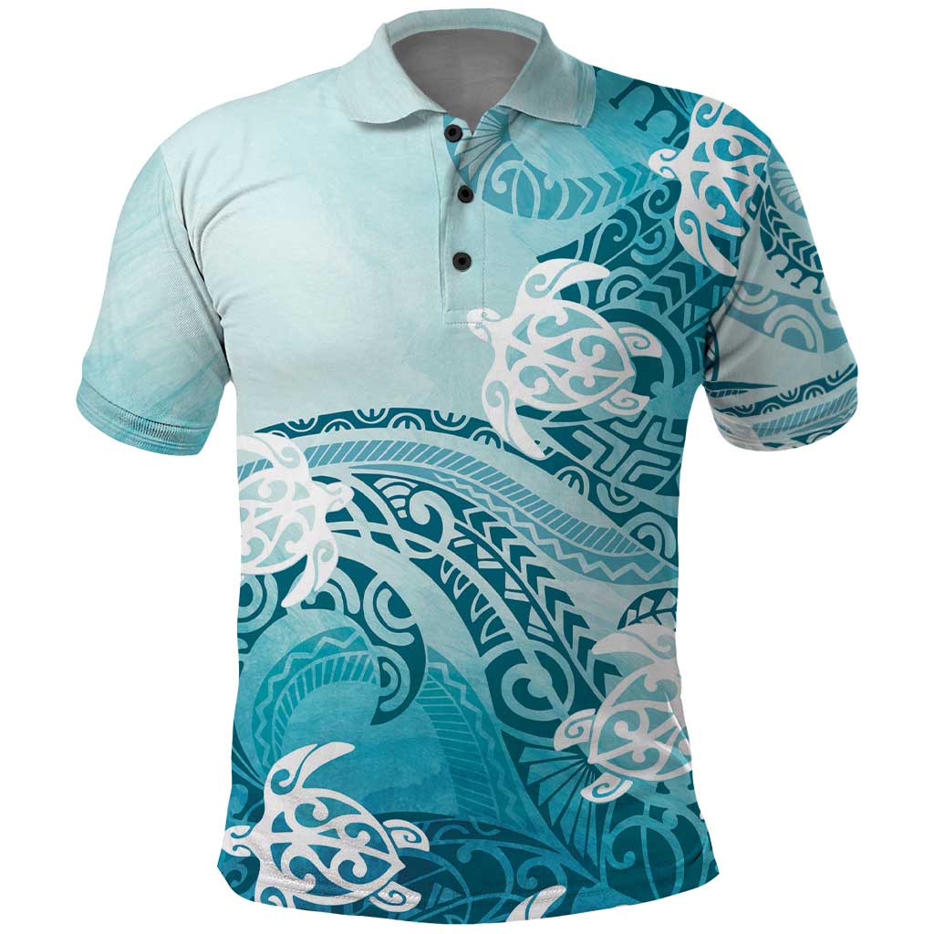 Polynesia Turtle Polo Shirt Watercolor Abstract Style