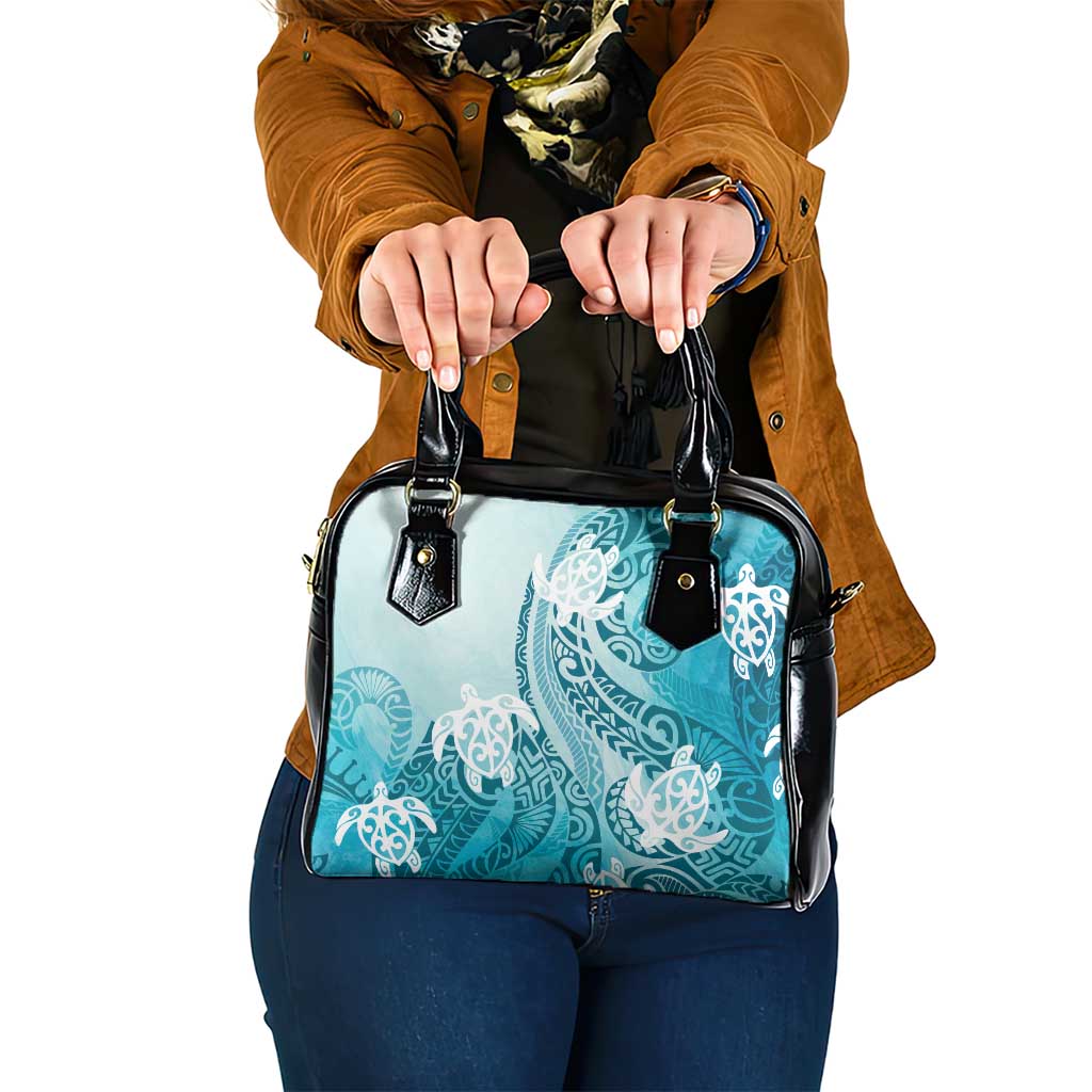 Polynesia Turtle Shoulder Handbag Watercolor Abstract Style LT7 One Size Blue - Polynesian Pride