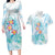 Sea Blue Polynesian Jellyfish Couples Matching Long Sleeve Bodycon Dress and Hawaiian Shirt Watercolor Glows - Polynesian Pride