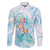 Sea Blue Polynesian Jellyfish Family Matching Off Shoulder Maxi Dress and Hawaiian Shirt Watercolor Glows - Polynesian Pride