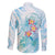 Sea Blue Polynesian Jellyfish Family Matching Off Shoulder Maxi Dress and Hawaiian Shirt Watercolor Glows - Polynesian Pride