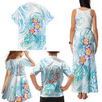 Sea Blue Polynesian Jellyfish Family Matching Tank Maxi Dress and Hawaiian Shirt Watercolor Glows LT7 - Polynesian Pride