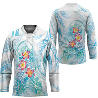Sea Blue Polynesian Jellyfish Hockey Jersey Watercolor Glows - Polynesian Pride