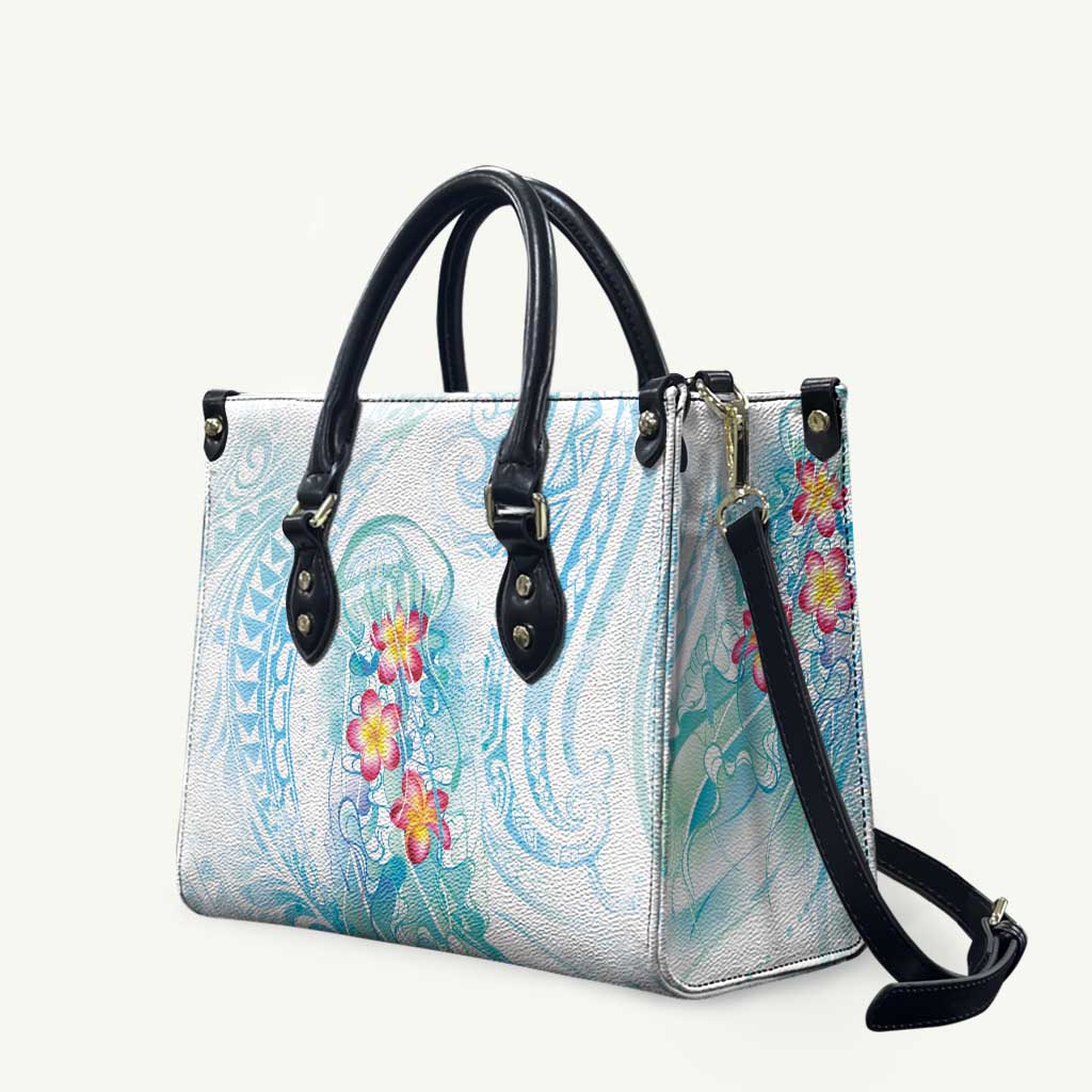 Sea Blue Polynesian Jellyfish Leather Bag Watercolor Glows LT7 Light Blue - Polynesian Pride