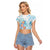 Sea Blue Polynesian Jellyfish Raglan Cropped T Shirt Watercolor Glows - Polynesian Pride