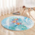 Sea Blue Polynesian Jellyfish Round Carpet Watercolor Glows - Polynesian Pride