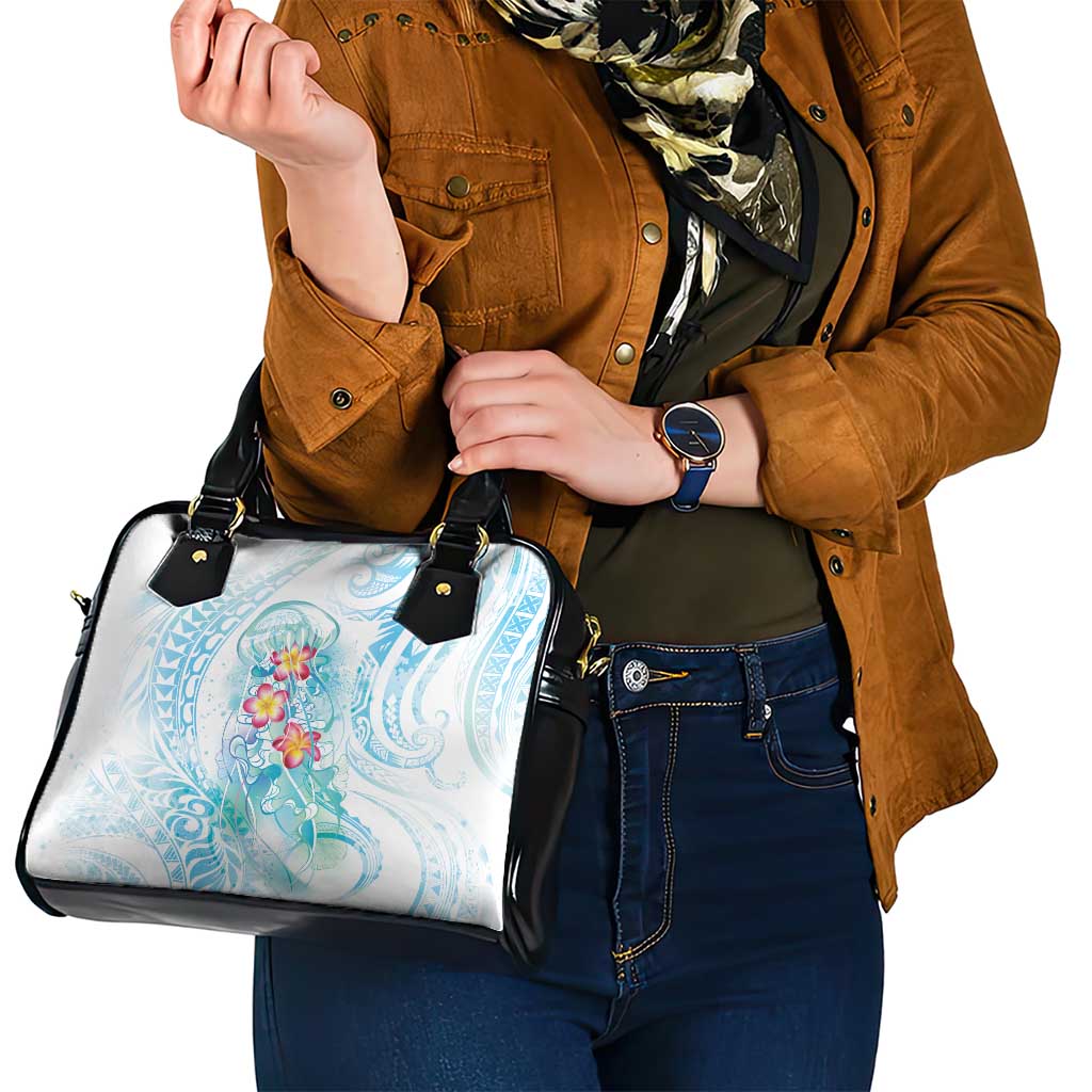 Sea Blue Polynesian Jellyfish Shoulder Handbag Watercolor Glows - Polynesian Pride