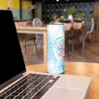 Sea Blue Polynesian Jellyfish Skinny Tumbler Watercolor Glows - Polynesian Pride