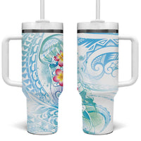Sea Blue Polynesian Jellyfish Tumbler With Handle Watercolor Glows LT7 One Size: 40 oz Light Blue - Polynesian Pride
