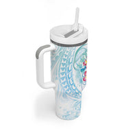 Sea Blue Polynesian Jellyfish Tumbler With Handle Watercolor Glows LT7 - Polynesian Pride