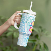Sea Blue Polynesian Jellyfish Tumbler With Handle Watercolor Glows LT7 - Polynesian Pride