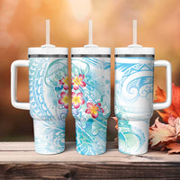 Sea Blue Polynesian Jellyfish Tumbler With Handle Watercolor Glows LT7 - Polynesian Pride