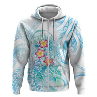Sea Blue Polynesian Jellyfish Zip Hoodie Watercolor Glows LT7 Zip Hoodie Light Blue - Polynesian Pride