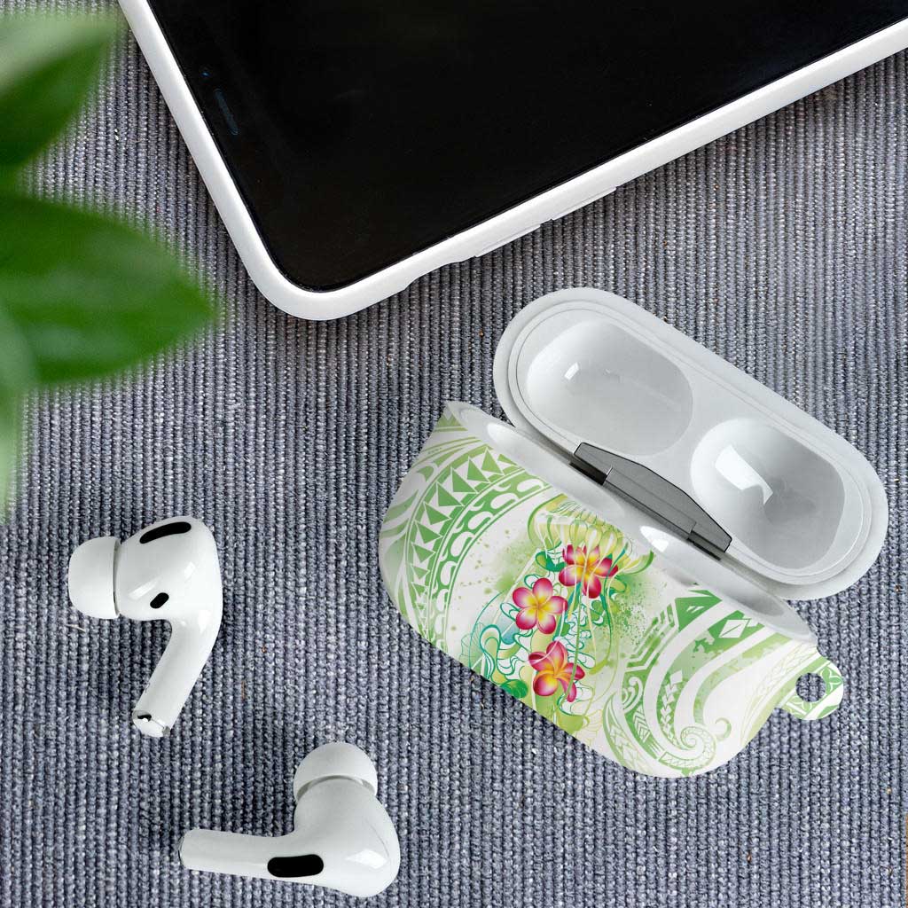Summer Green Polynesian Jellyfish AirPods Case Watercolor Glows - Polynesian Pride
