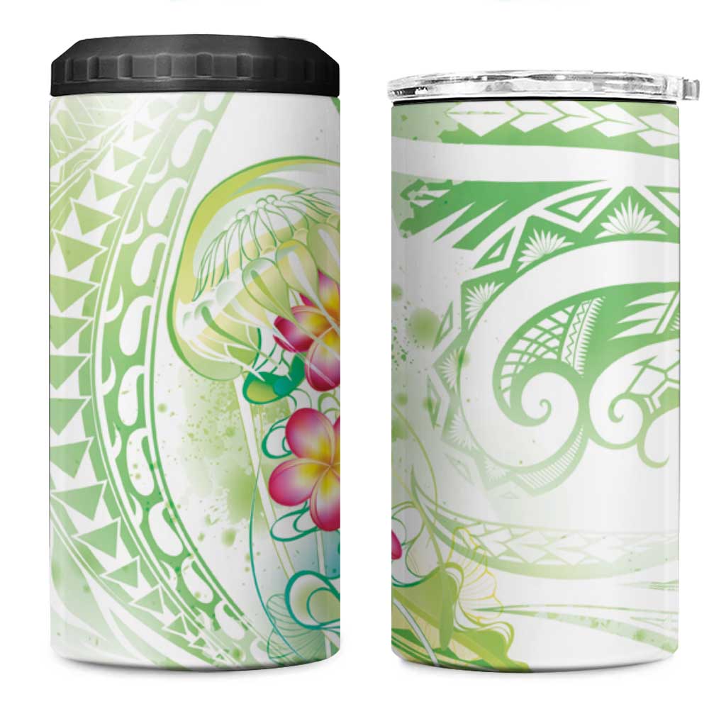 Summer Green Polynesian Jellyfish 4 in 1 Can Cooler Tumbler Watercolor Glows LT7 One Size: 16 oz Light Green - Polynesian Pride
