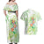 Summer Green Polynesian Jellyfish Couples Matching Off Shoulder Maxi Dress and Hawaiian Shirt Watercolor Glows - Polynesian Pride