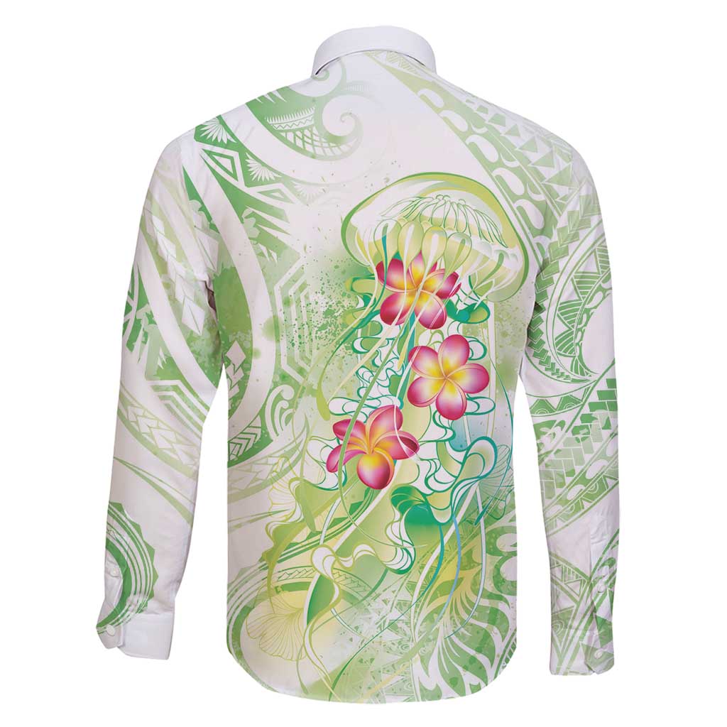 Summer Green Polynesian Jellyfish Family Matching Mermaid Dress and Hawaiian Shirt Watercolor Glows LT7 - Polynesian Pride