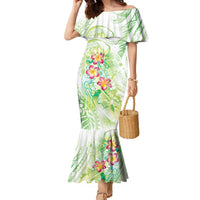 Summer Green Polynesian Jellyfish Family Matching Mermaid Dress and Hawaiian Shirt Watercolor Glows LT7 Mom's Dress Light Green - Polynesian Pride