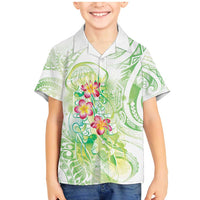 Summer Green Polynesian Jellyfish Family Matching Mermaid Dress and Hawaiian Shirt Watercolor Glows LT7 Son's Shirt Light Green - Polynesian Pride