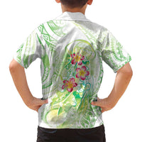 Summer Green Polynesian Jellyfish Family Matching Off Shoulder Short Dress and Hawaiian Shirt Watercolor Glows LT7 - Polynesian Pride