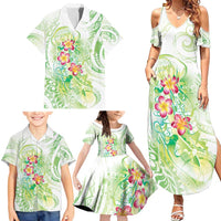 Summer Green Polynesian Jellyfish Family Matching Summer Maxi Dress and Hawaiian Shirt Watercolor Glows LT7 - Polynesian Pride