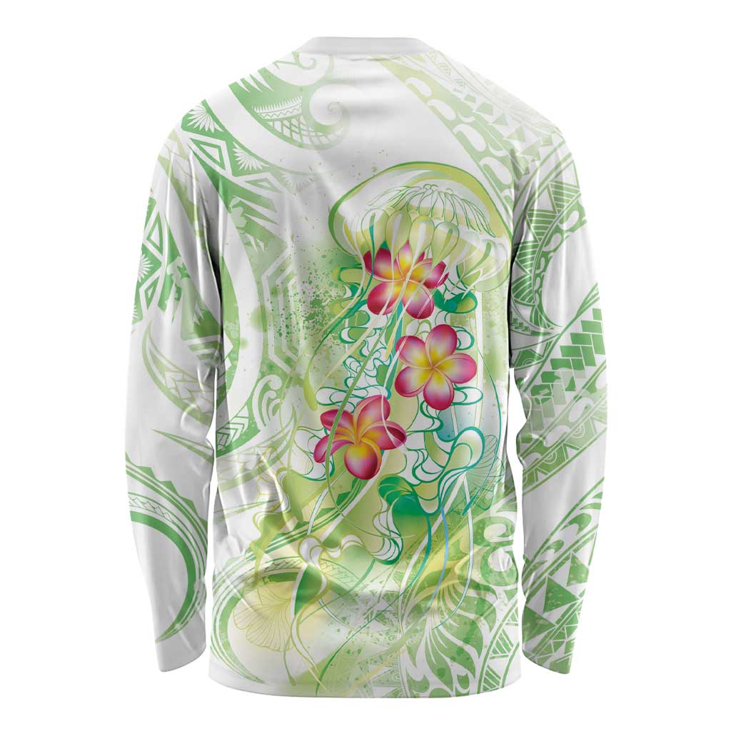 Summer Green Polynesian Jellyfish Long Sleeve Shirt Watercolor Glows - Polynesian Pride
