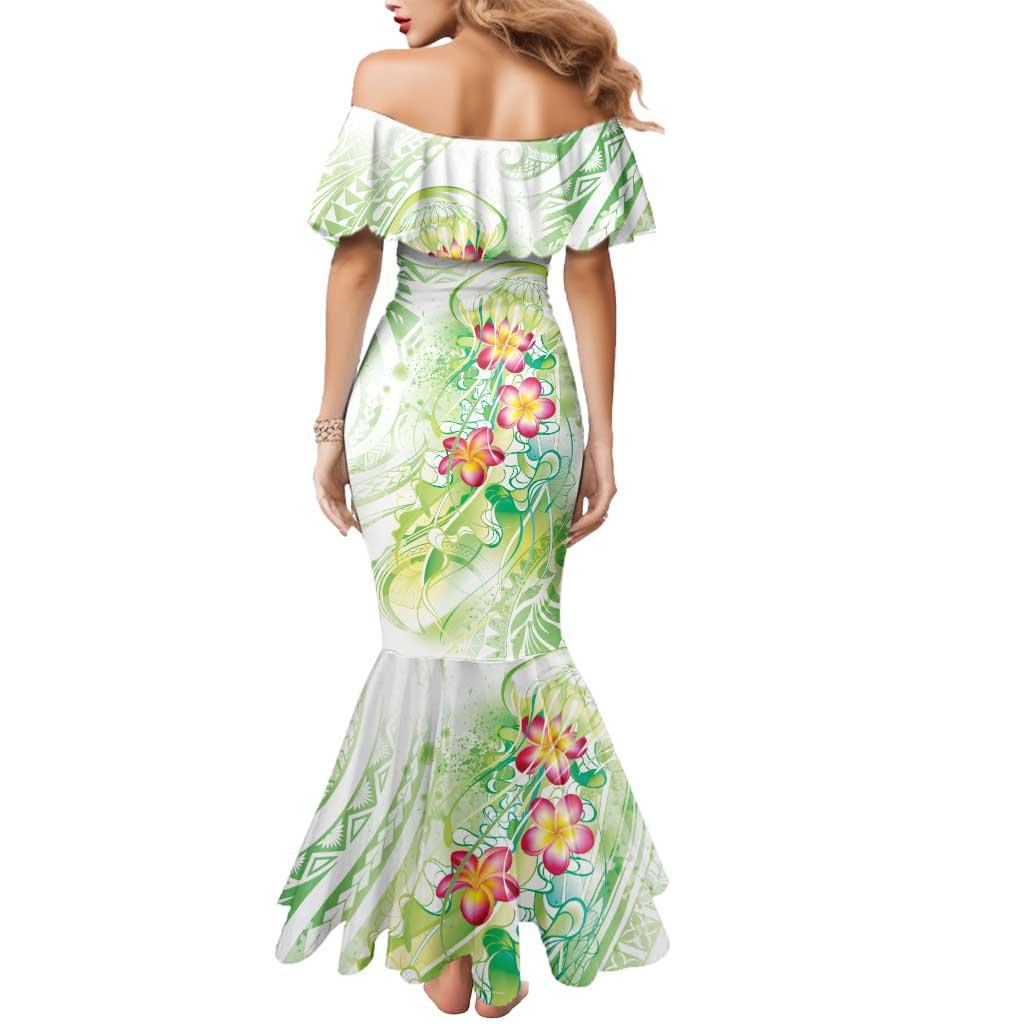 Summer Green Polynesian Jellyfish Mermaid Dress Watercolor Glows - Polynesian Pride