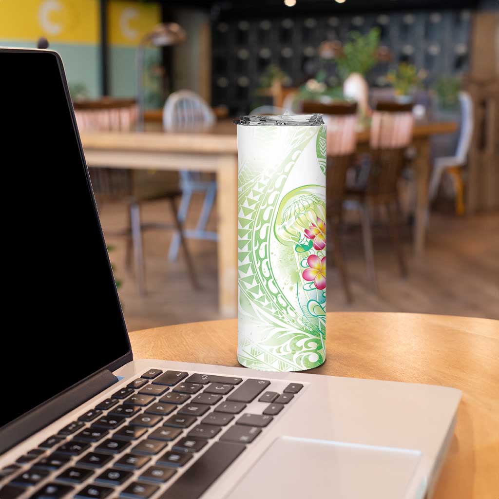 Summer Green Polynesian Jellyfish Skinny Tumbler Watercolor Glows - Polynesian Pride