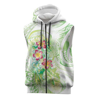 Summer Green Polynesian Jellyfish Sleeveless Zip Hoodie Watercolor Glows - Polynesian Pride